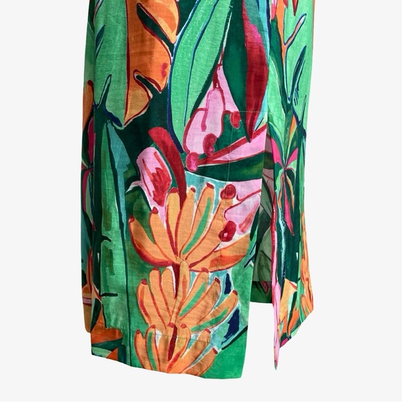 FARM Rio Banana Foliage Multicolor Puffed Sleeve Midi Dress XS NWT - Picture 6 of 16